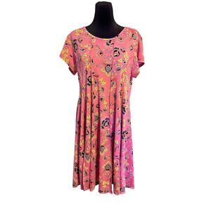 Ruby Rd Flattering pink short Sleeved Dress Sz Large
